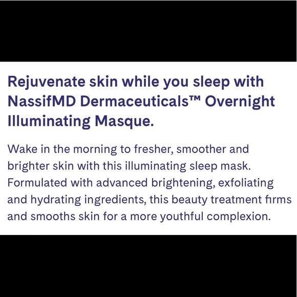 NassifMD Overnight Illuminating Masque 4 Oz, New Sealed - Picture 2 of 7